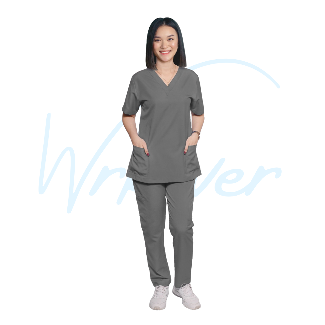 Medical Uniform Scrub Suits for Women NO PIPING (Grey)