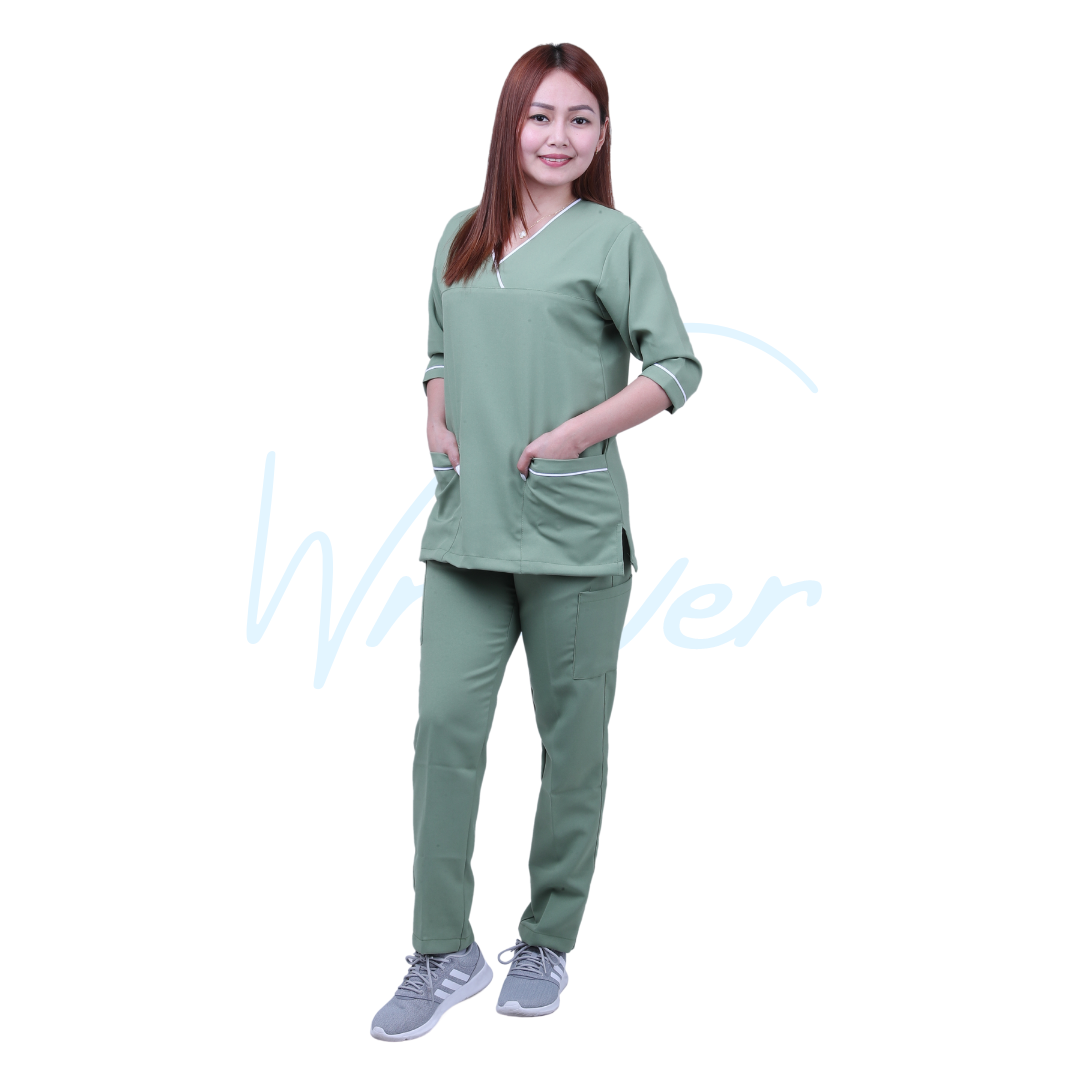 Scrub Suits for Women 3/4 Sleeves (Olive Green)