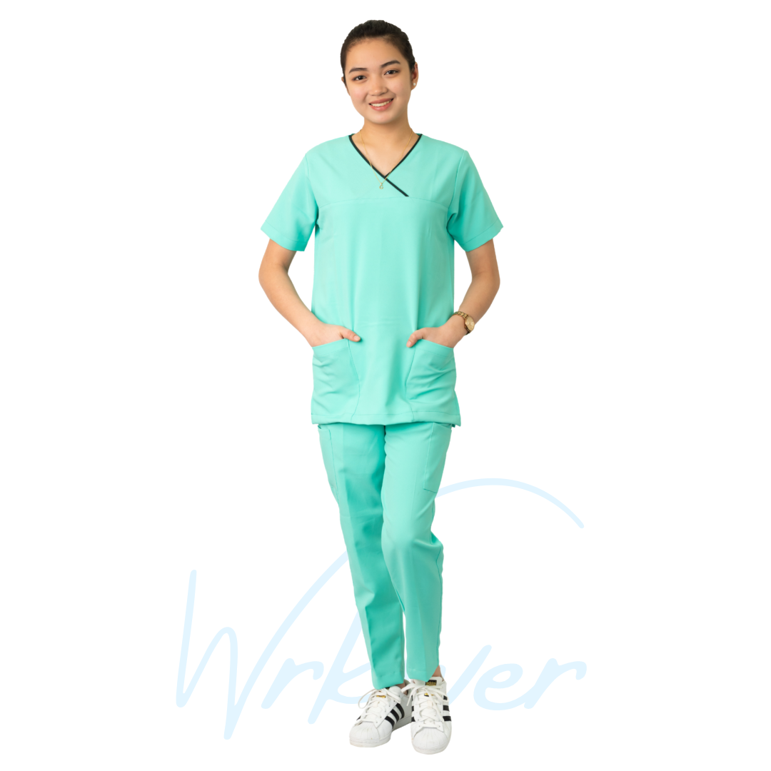 Medical Uniform Scrub Suits for Women WITH PIPING (Mint Green) wrkwer Medical Uniform Scrub Suits for Women WITH PIPING (Mint Green) wrkwer
