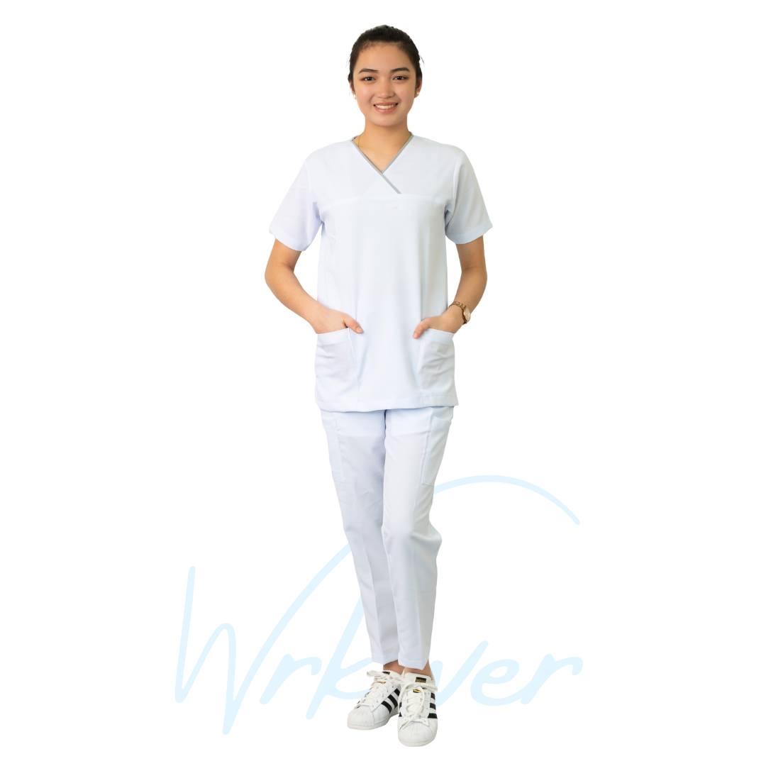 Medical Uniform Scrub Suits for Women WITH PIPING (White) – wrkwer