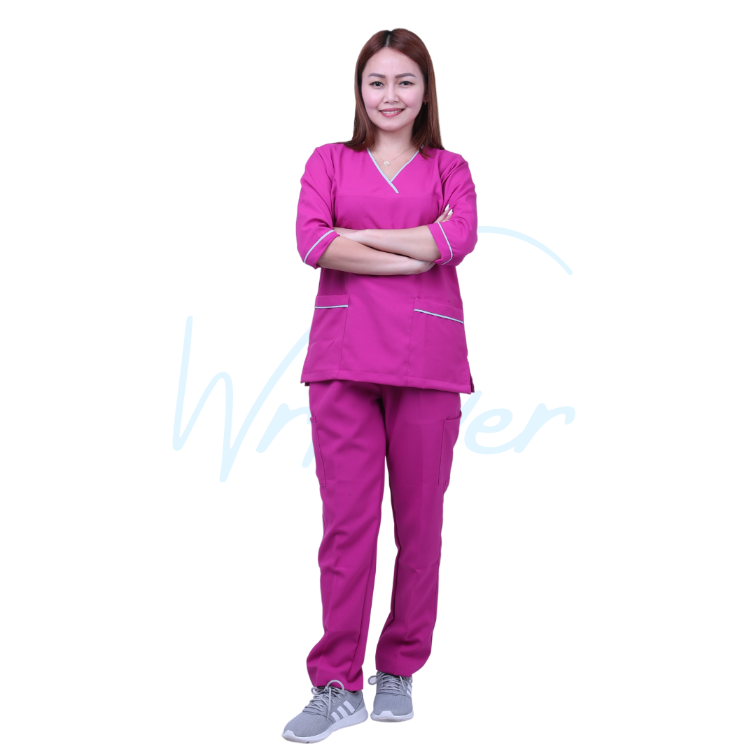 Scrub Suits for Women 3/4 Sleeves (Dark Fuchsia)