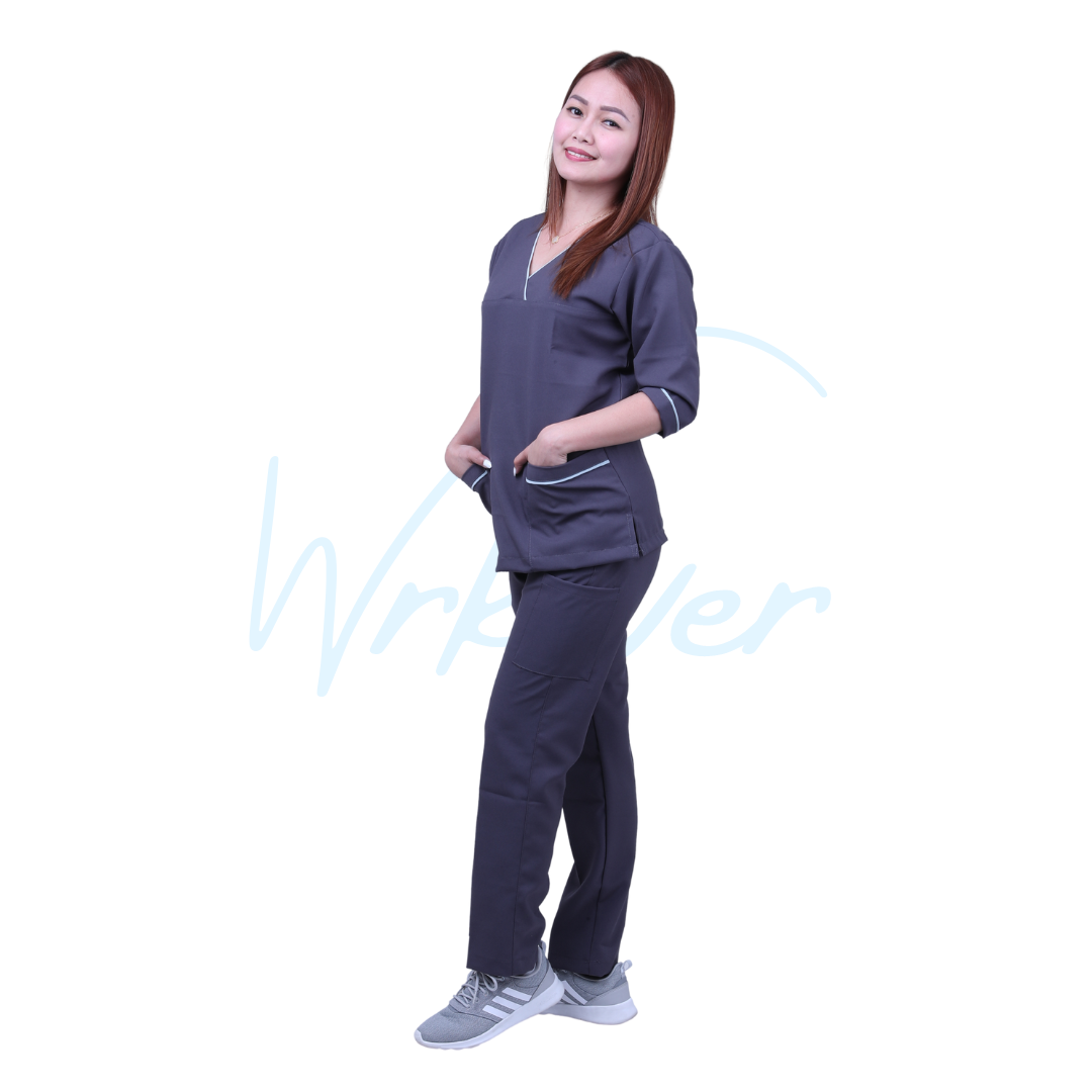 Scrub Suits for Women 3/4 Sleeves (Dark Grey)