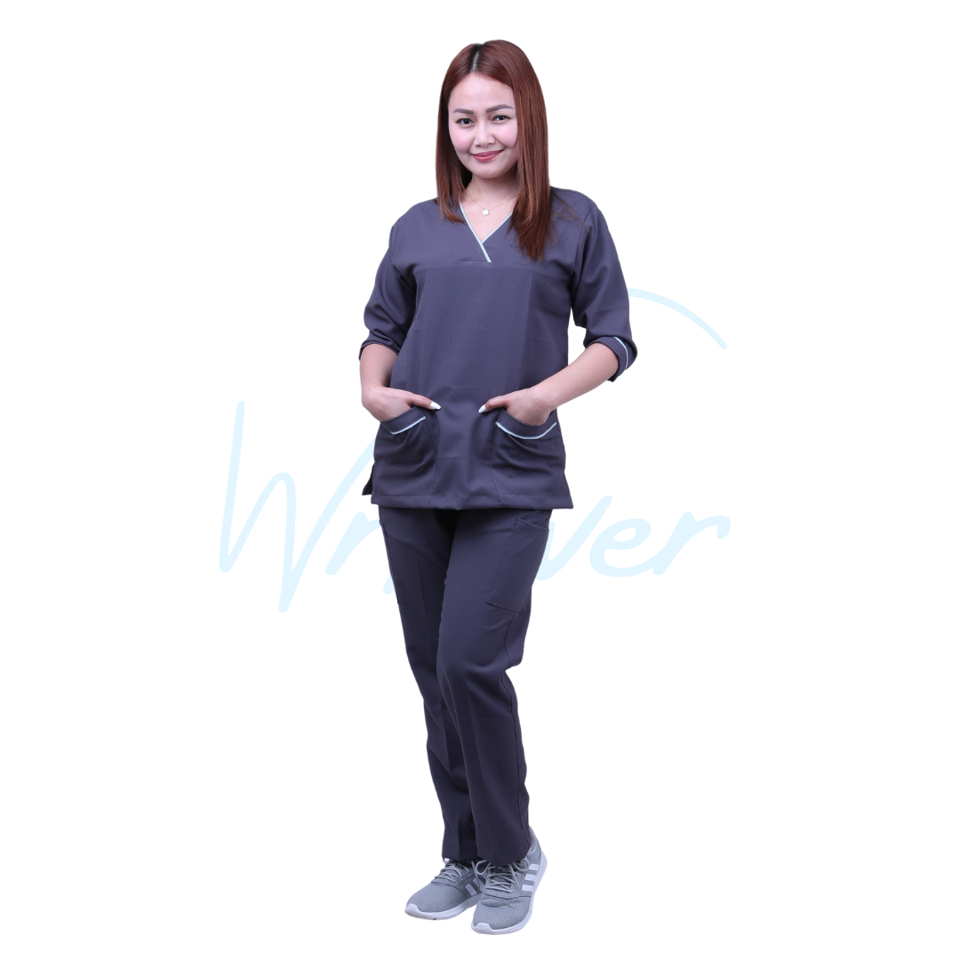 Scrub Suits for Women 3/4 Sleeves (Dark Grey)