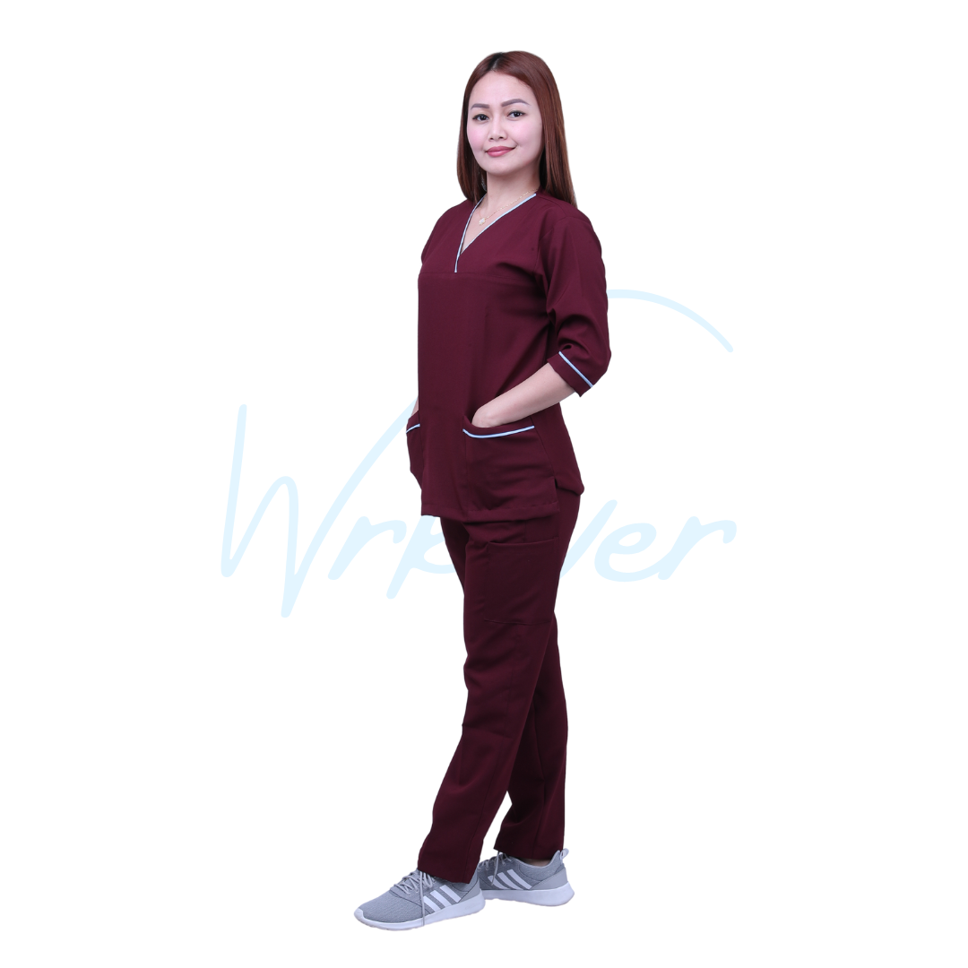 Scrub Suits for Women 3/4 Sleeves (Maroon)