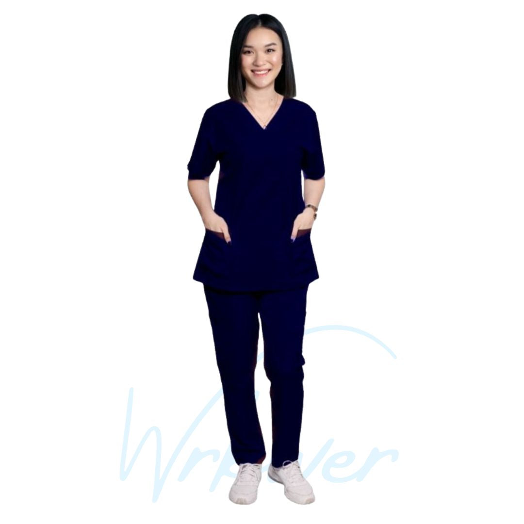Medical Uniform Scrub Suits for Women NO PIPING (Navy Blue) wrkwer Medical Uniform Scrub Suits for Women NO PIPING (Navy Blue) wrkwer