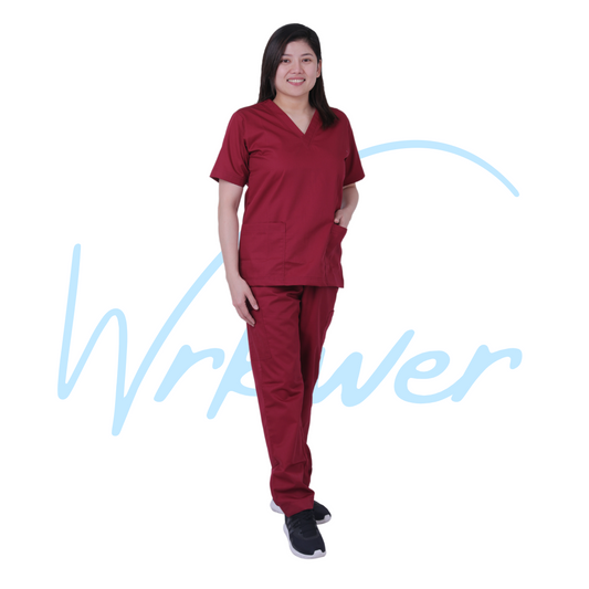 Scrub Suits for Women Poly Cotton (Burgundy Red)