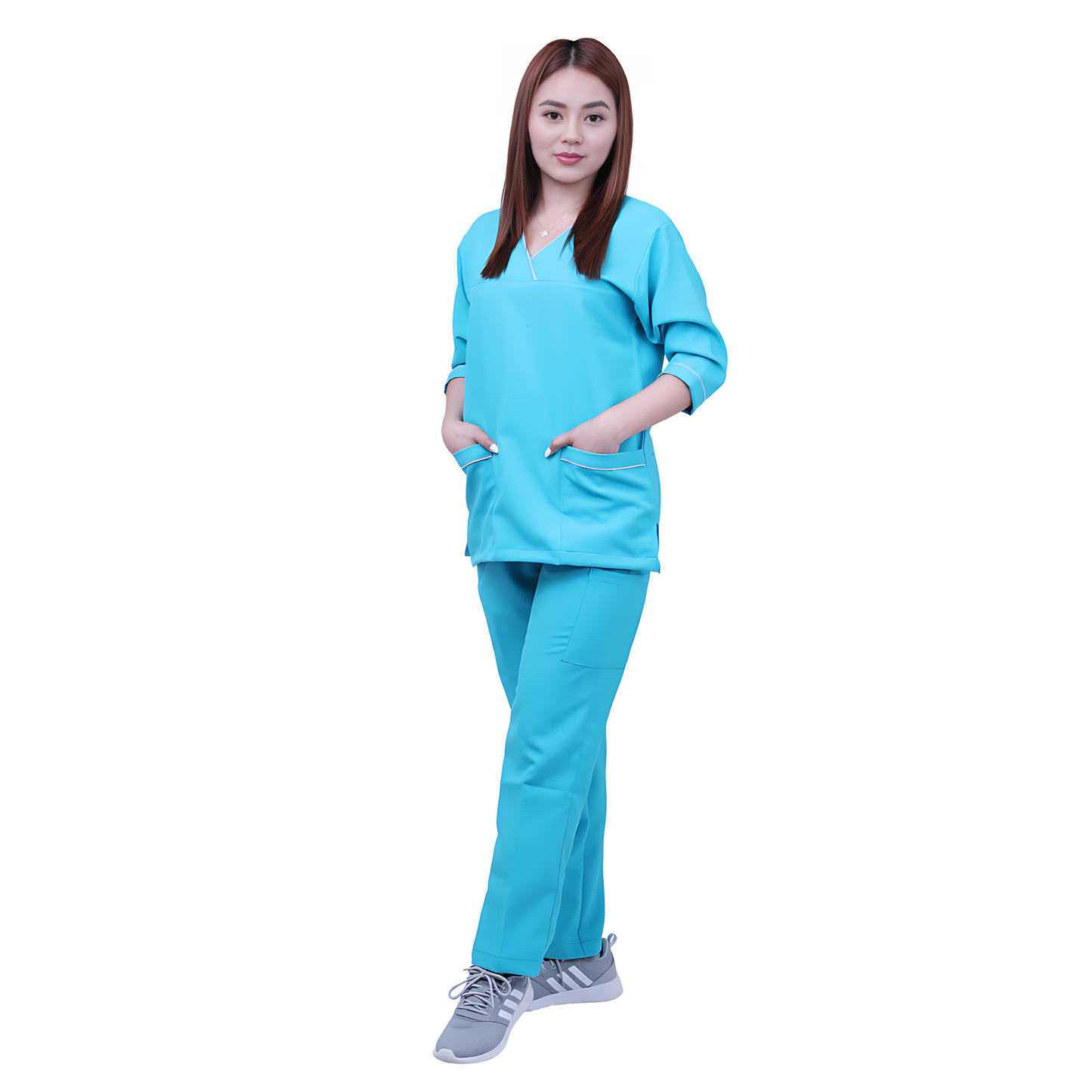 Scrub Suits for Women 3/4 Sleeves (Blue Green)