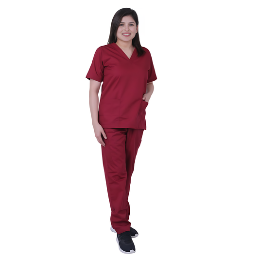 Scrub Suits for Women Poly Cotton (Burgundy Red)