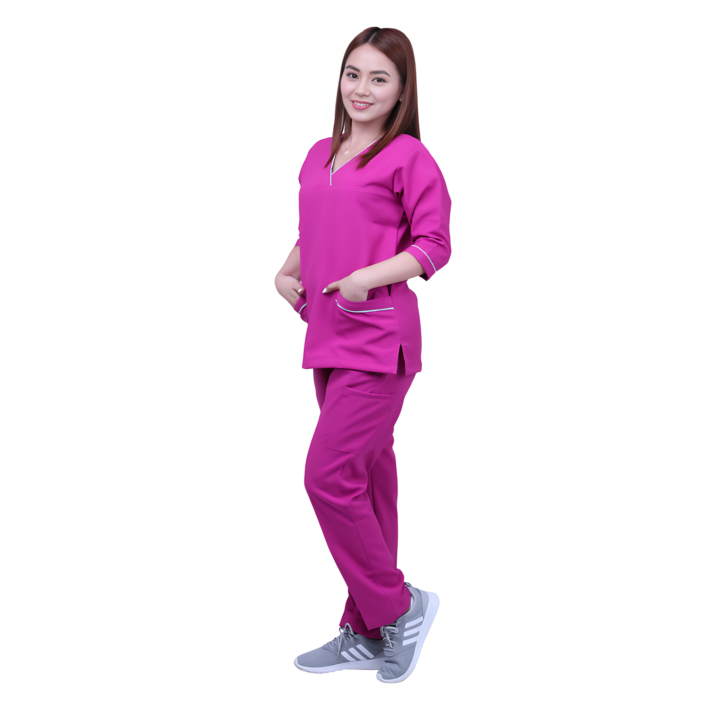 Scrub Suits for Women 3/4 Sleeves (Dark Fuchsia)