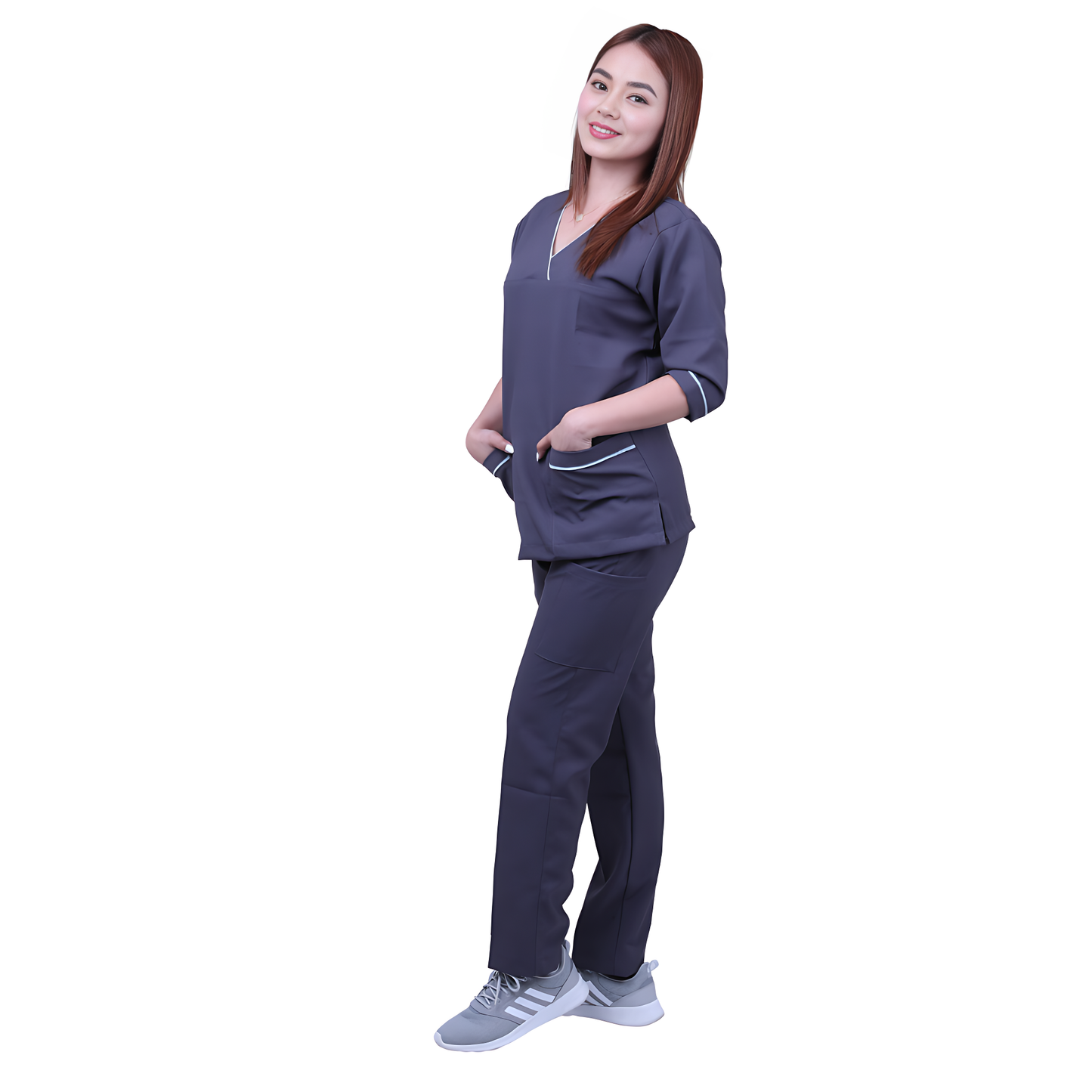Scrub Suits for Women 3/4 Sleeves (Dark Grey)