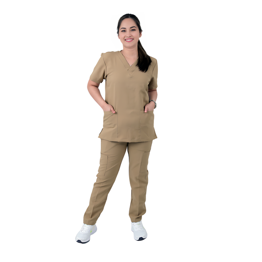 Scrub Suits for Women NO PIPING (Dark Beige)