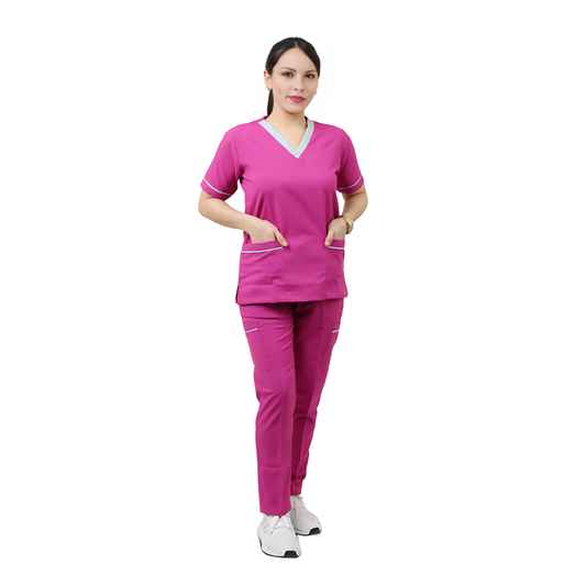Scrub suits uniform DESIGN V (Dark Fuchsia)