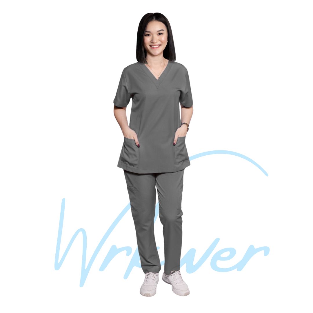 Medical Uniform Scrub Suits for Women NO PIPING (Dark Grey)