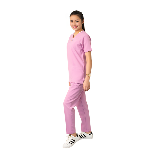 Medical Uniform Scrub Suits for Women WITH PIPING (Dark Pink)