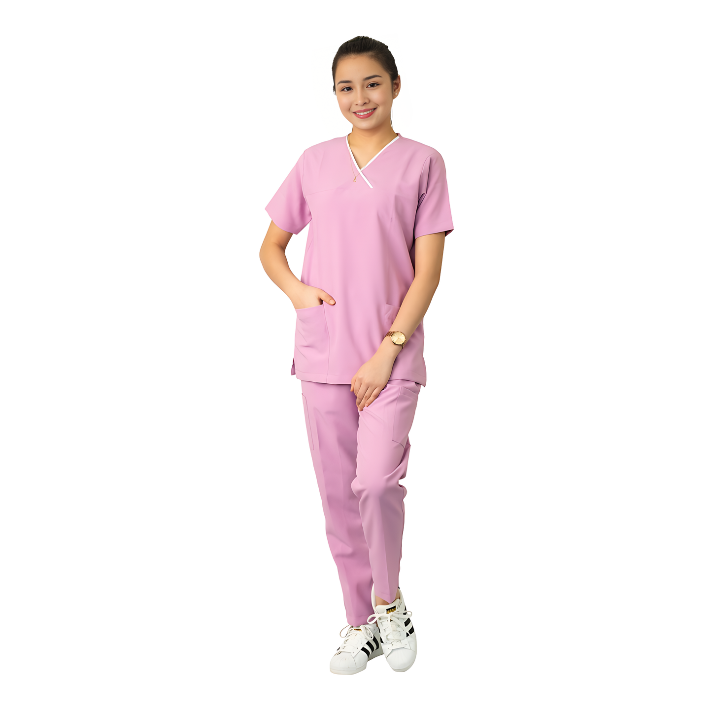 Medical Uniform Scrub Suits for Women WITH PIPING (Dark Pink)