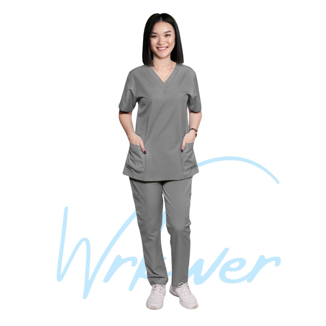 Medical Uniform Scrub Suits for Women NO PIPING (Grey)