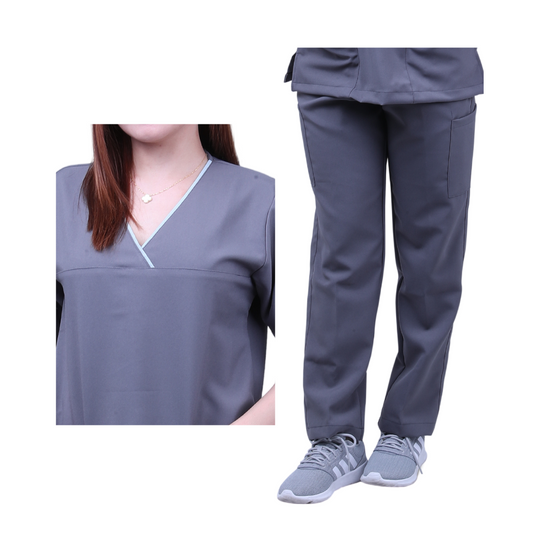 Medical Uniform Scrub Suits for Women WITH PIPING (Grey)