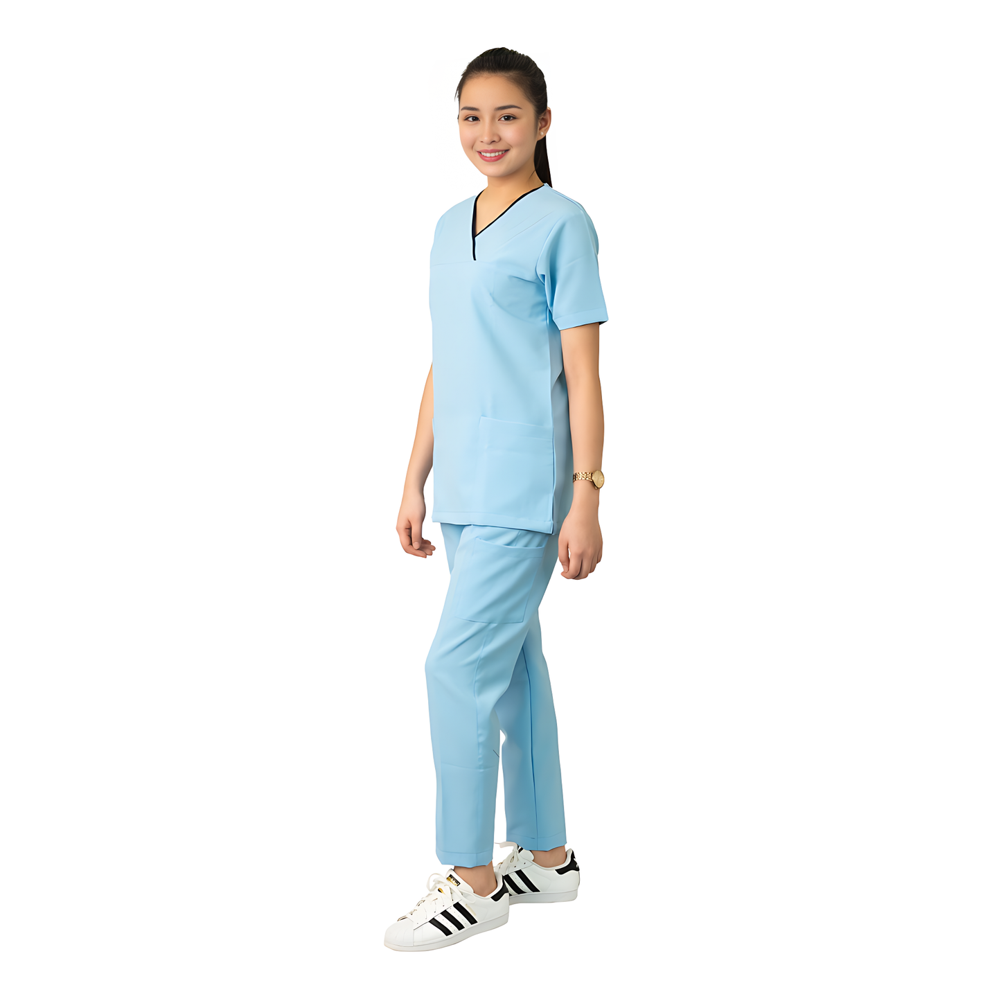 Medical Uniform Scrub Suits for Women WITH PIPING (Light Blue)