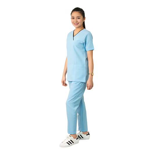 Medical Uniform Scrub Suits for Women WITH PIPING (Light Blue)