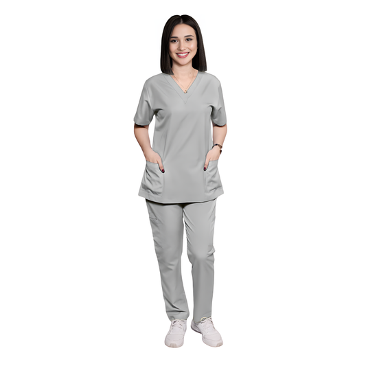 Scrub Suits Uniform Poly Viscose - Light Grey