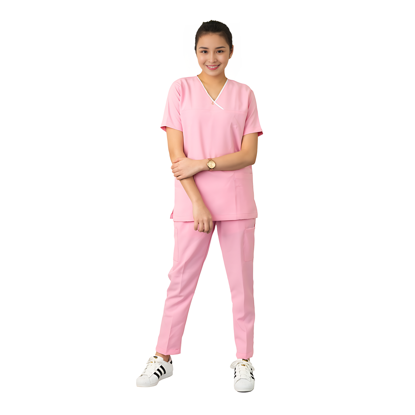 Medical Uniform Scrub Suits for Women WITH PIPING (Light Pink)