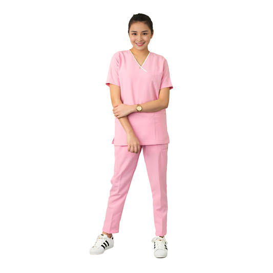 Medical Uniform Scrub Suits for Women WITH PIPING (Light Pink)