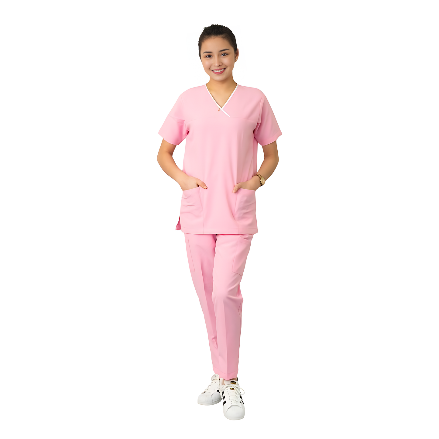 Medical Uniform Scrub Suits for Women WITH PIPING (Light Pink)