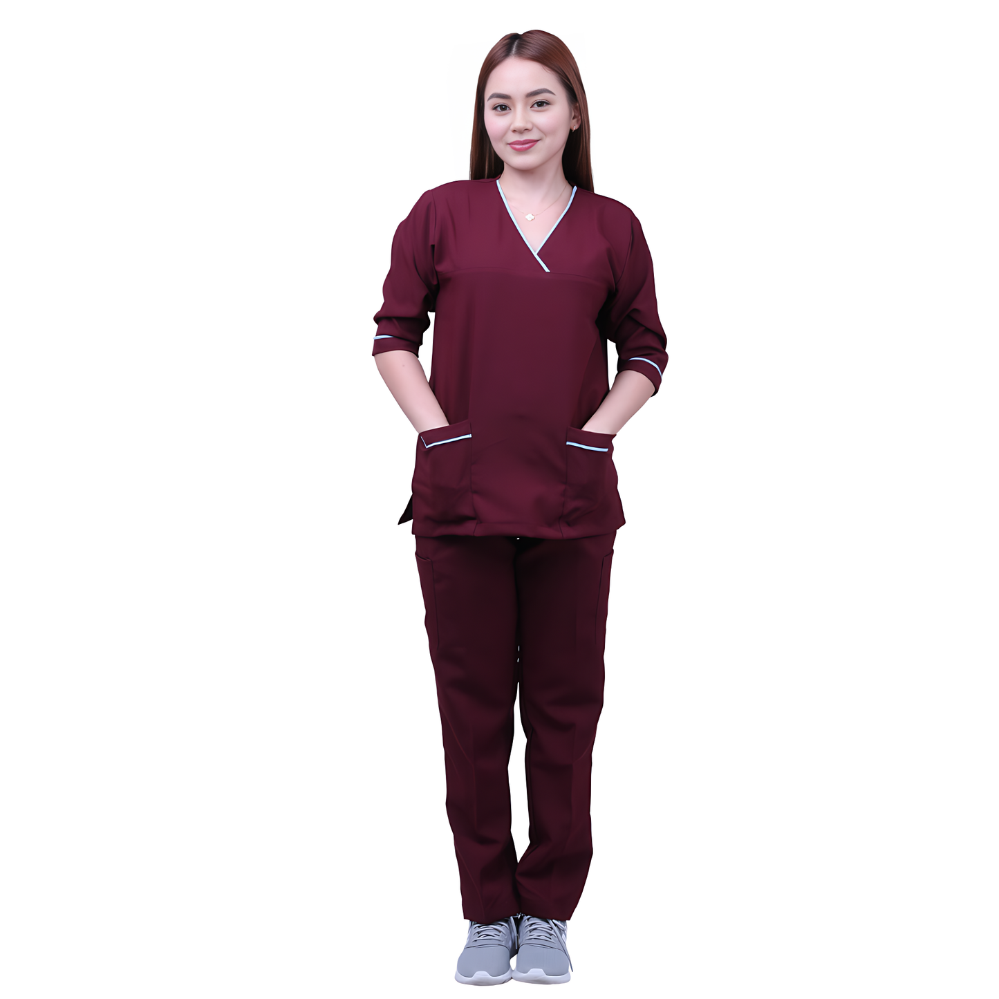 Scrub Suits for Women 3/4 Sleeves (Maroon)