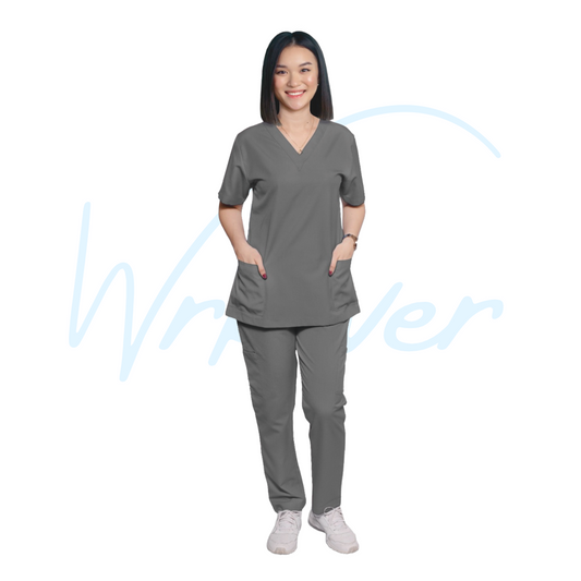 Medical Uniform Scrub Suits for Women NO PIPING (Grey)
