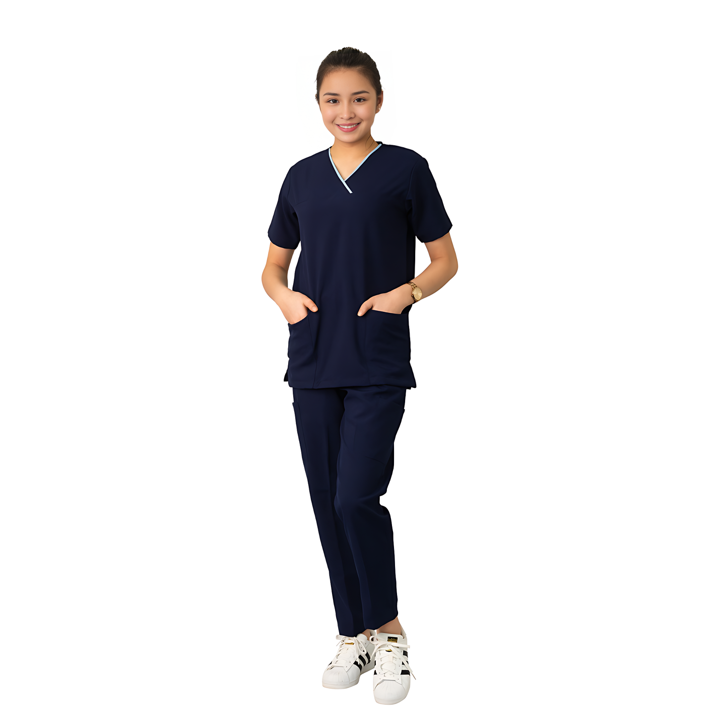 Medical Uniform Scrub Suits for Women WITH PIPING (Navy Blue)