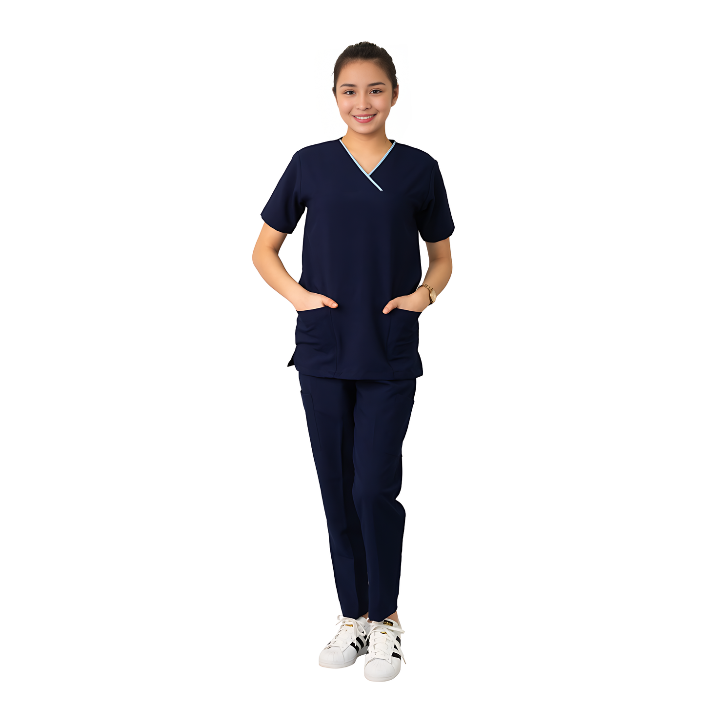 Medical Uniform Scrub Suits for Women WITH PIPING (Navy Blue)