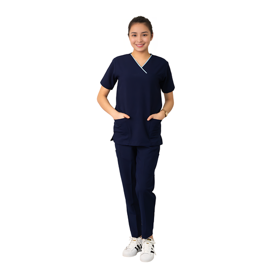 Medical Uniform Scrub Suits for Women WITH PIPING (Navy Blue)
