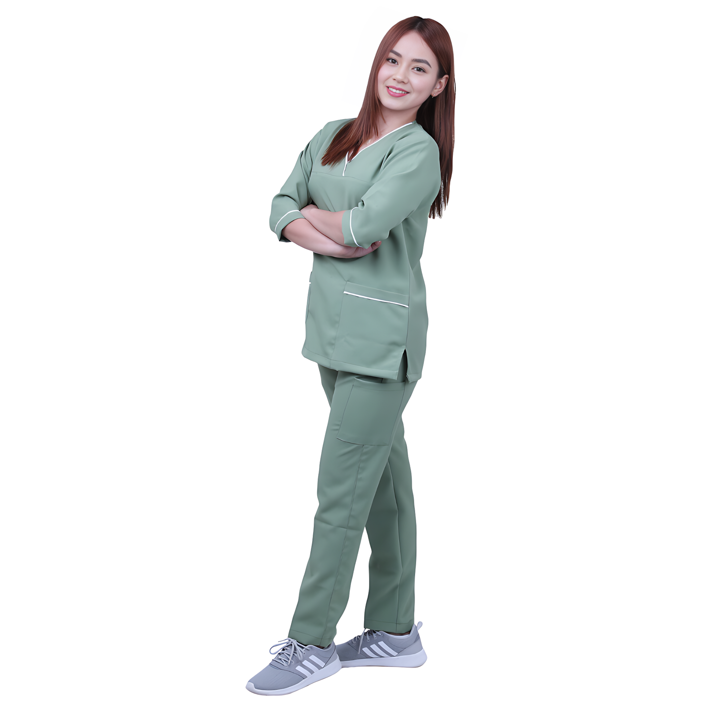 Scrub Suits for Women 3/4 Sleeves (Olive Green)