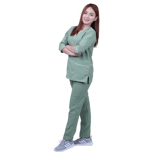 Scrub Suits for Women 3/4 Sleeves (Olive Green)