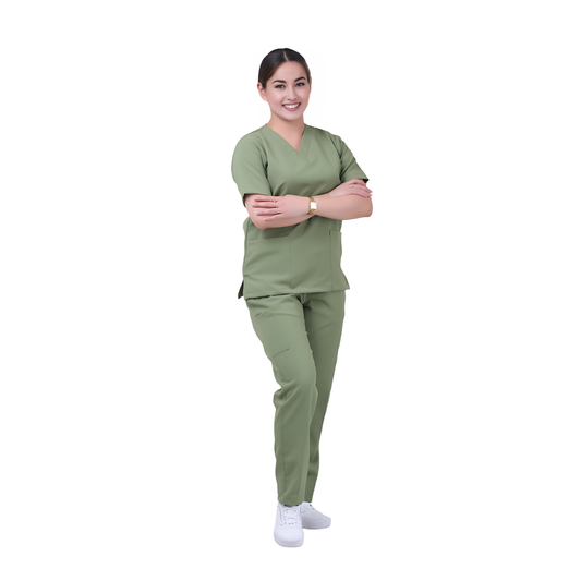 Medical Uniform Scrub Suits for Women NO PIPING (Olive Green)