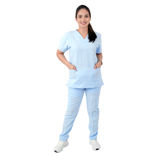 Scrub Suits Basics Poly Viscose (Powder Blue)