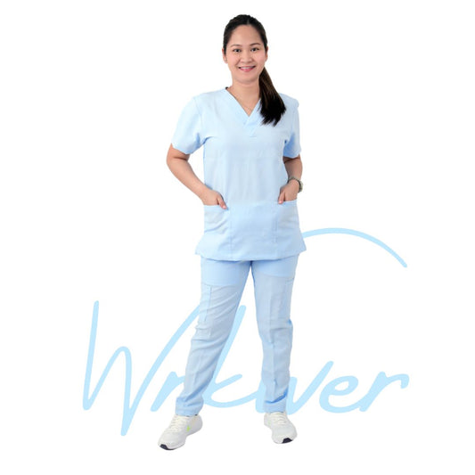 Scrub Suits Basics Poly Viscose (Powder Blue)