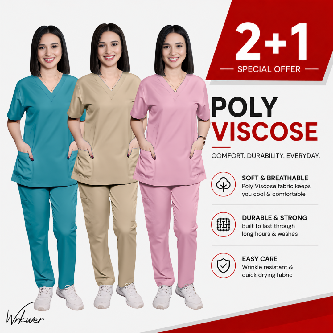 Scrub Suits Uniform Poly Viscose (Pack of 3)