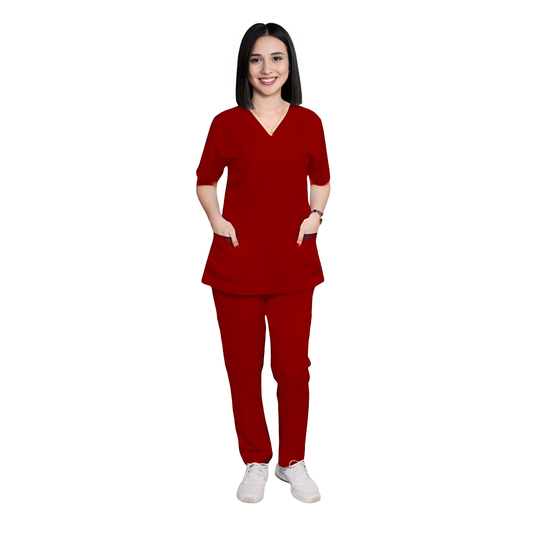 Medical Uniform Scrub Suits for Women NO PIPING (Red)