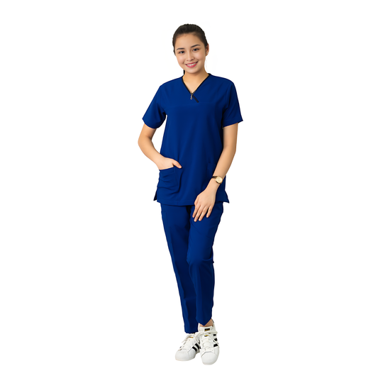 Medical Uniform Scrub Suits for Women WITH PIPING (Royal Blue)