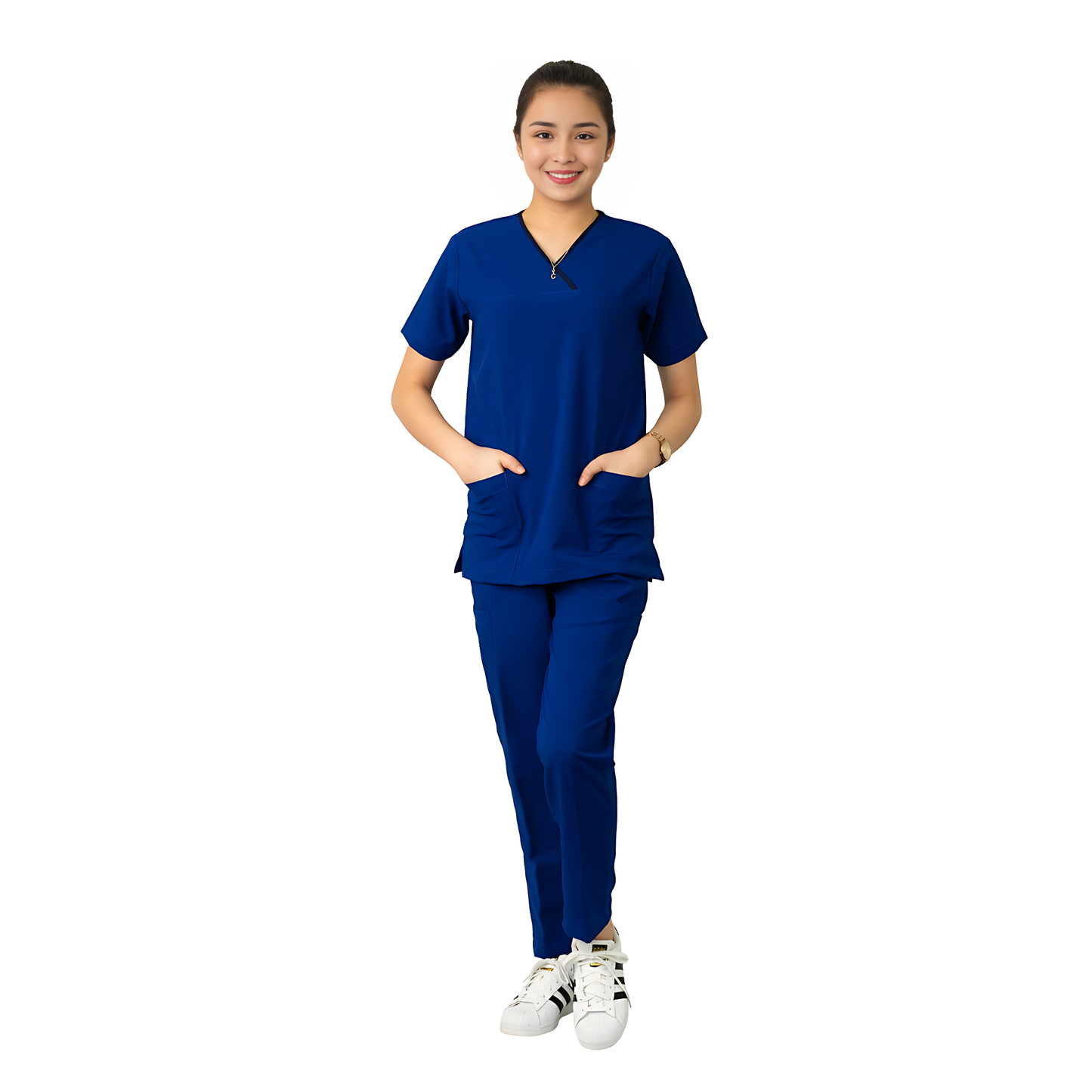 Medical Uniform Scrub Suits for Women WITH PIPING (Royal Blue)