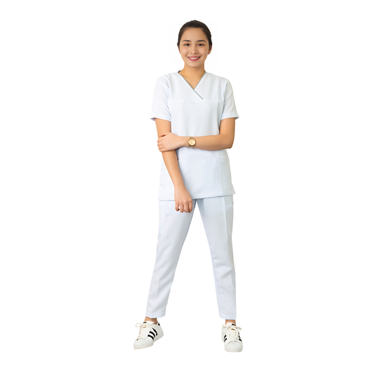 Medical Uniform Scrub Suits for Women WITH PIPING (White)