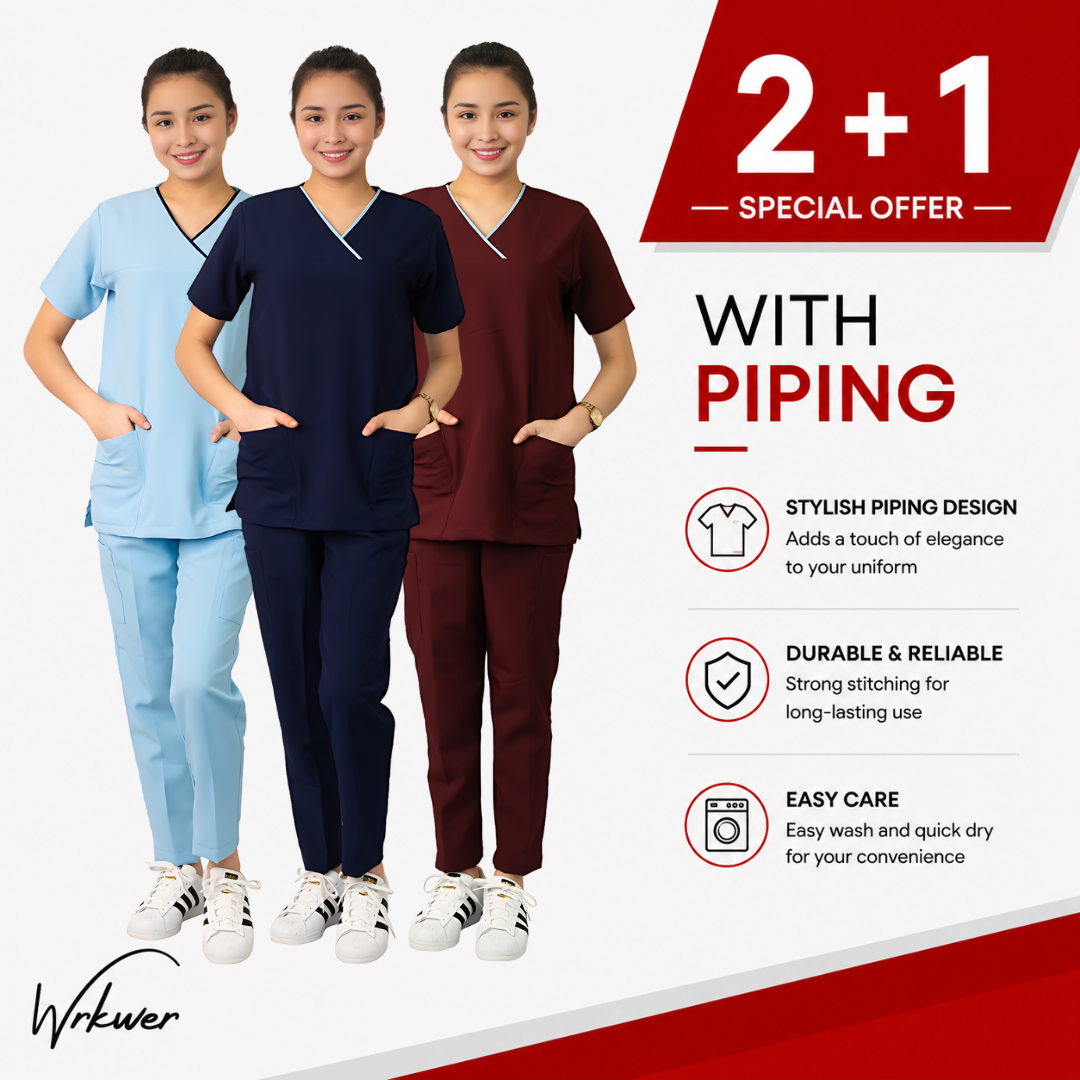 Scrub Suits Uniform for Women With Piping (Pack of 3)