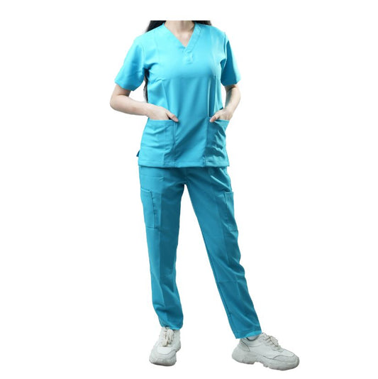 Medical Uniform Scrub Suits for Women NO PIPING (Blue Green)