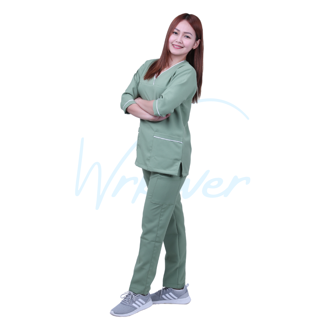 Scrub Suits for Women 3/4 Sleeves (Olive Green)