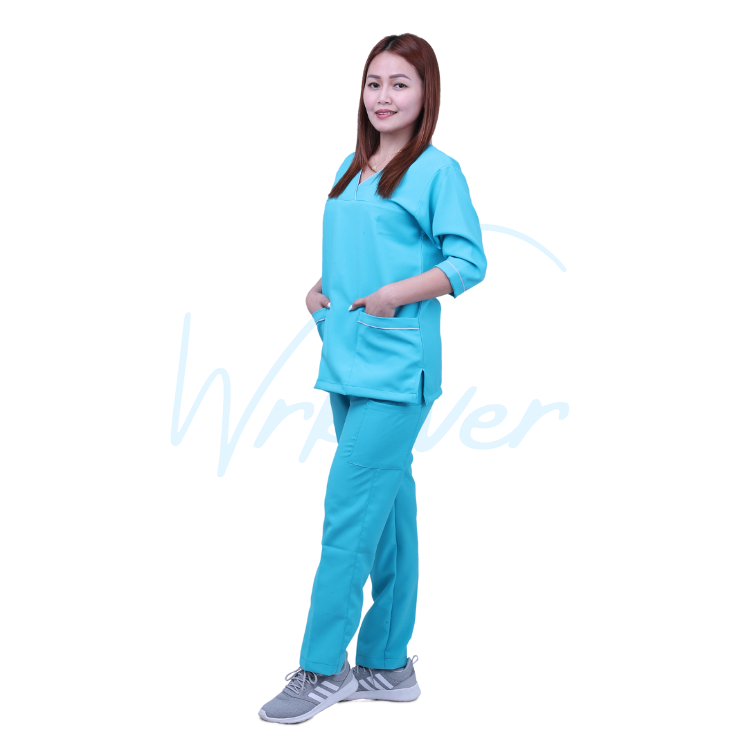Scrub Suits for Women 3/4 Sleeves (Blue Green)