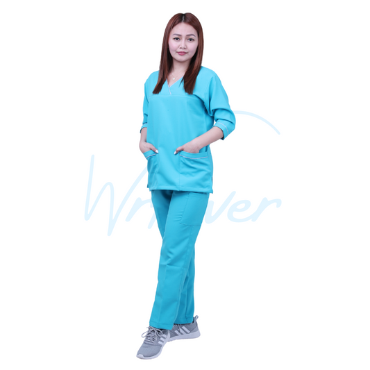 Scrub Suits for Women 3/4 Sleeves (Blue Green)