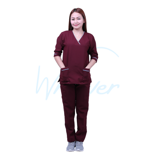 Scrub Suits for Women 3/4 Sleeves (Maroon)
