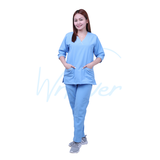 Scrub Suits for Women 3/4 Sleeves (Sky Blue)
